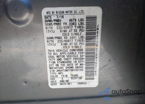 2016 Nissan Rogue S z USA, uszkodzony, nr VIN JN8AT2MV7GW150163